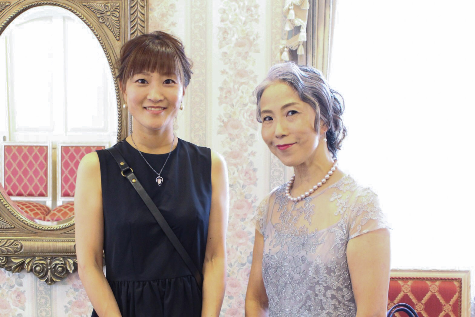 実際の結婚式 母親 フォーマルドレスL048シルバー